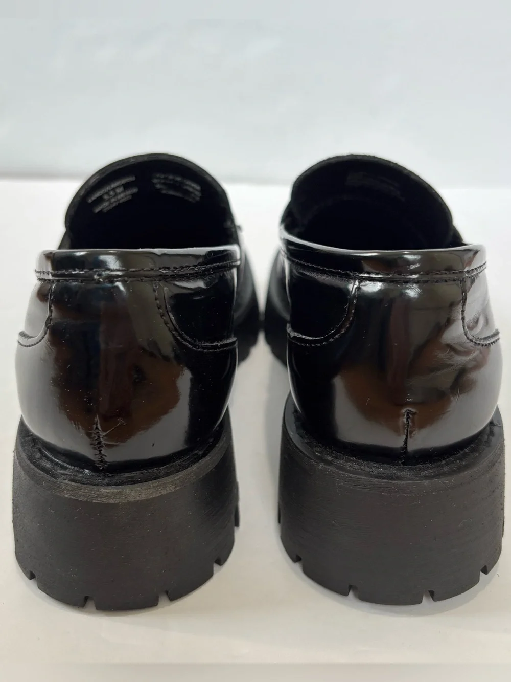NEW Steve Madden Horsebit Lando Black Patent Chunky Platform Lug Sole Loafer 5.5
